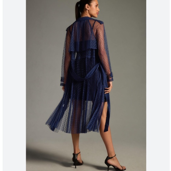 Brand New DOLAN SHEER DOT TULLE TRENCH COAT - Picture 2 of 8